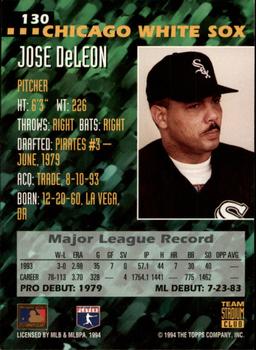 1994 Stadium Club Team #130 Jose DeLeon Back