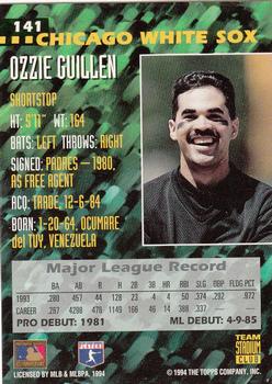 1994 Stadium Club Team #141 Ozzie Guillen Back