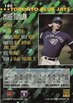 1994 Stadium Club Team #180 Mike Timlin Back