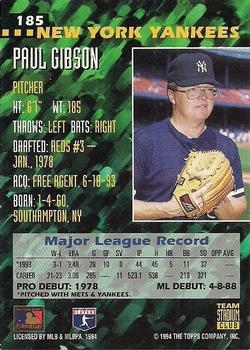 1994 Stadium Club Team #185 Paul Gibson Back
