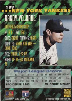 1994 Stadium Club Team #189 Randy Velarde Back
