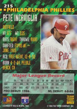 1994 Stadium Club Team #215 Pete Incaviglia Back