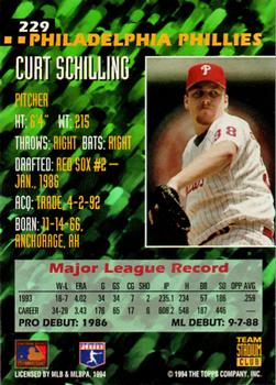 1994 Stadium Club Team #229 Curt Schilling Back