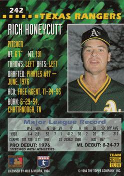 1994 Stadium Club Team #242 Rick Honeycutt Back