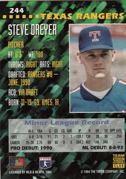 1994 Stadium Club Team #244 Steve Dreyer Back