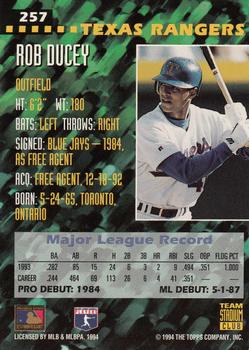 1994 Stadium Club Team #257 Rob Ducey Back