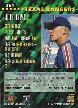 1994 Stadium Club Team #261 Jeff Frye Back