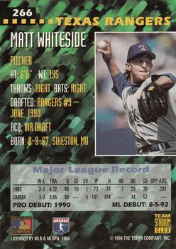 1994 Stadium Club Team #266 Matt Whiteside Back