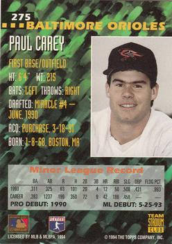 1994 Stadium Club Team #275 Paul Carey Back