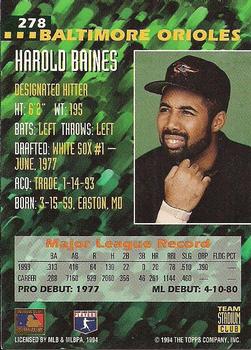 1994 Stadium Club Team #278 Harold Baines Back