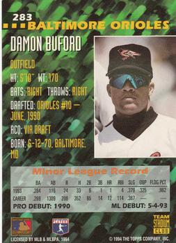 1994 Stadium Club Team #283 Damon Buford Back