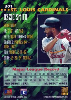1994 Stadium Club Team #301 Ozzie Smith Back