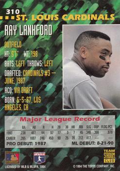 1994 Stadium Club Team #310 Ray Lankford Back
