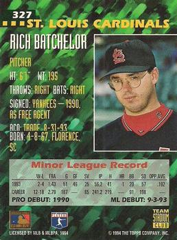 1994 Stadium Club Team #327 Rich Batchelor Back