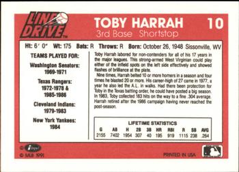 1991 Line Drive #10 Toby Harrah Back