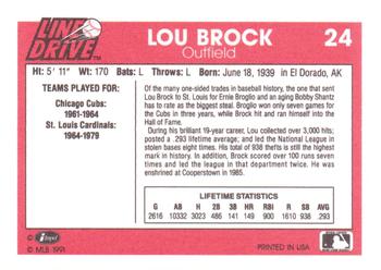 1991 Line Drive #24 Lou Brock Back