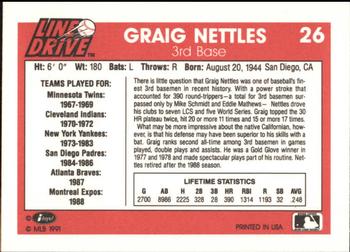 1991 Line Drive #26 Graig Nettles Back