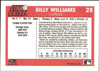 1991 Line Drive #28 Billy Williams Back