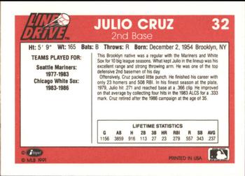 1991 Line Drive #32 Julio Cruz Back