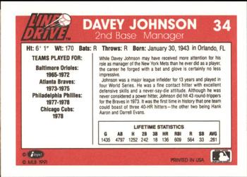1991 Line Drive #34 Davey Johnson Back