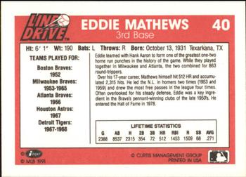 1991 Line Drive #40 Eddie Mathews Back