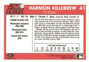 1991 Line Drive #41 Harmon Killebrew Back