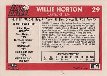 1991 Line Drive #29 Willie Horton Back