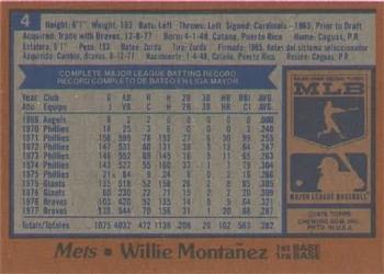 1978 Topps Zest #4 Willie Montanez Back