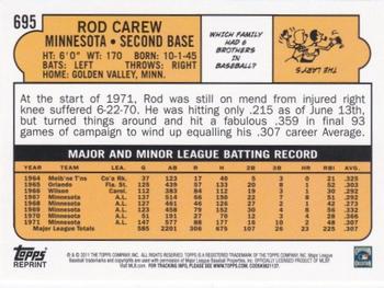 2011 Topps - 60 Years of Topps Original Back #695 Rod Carew Back