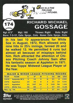 2011 Topps - 60 Years of Topps Original Back #174 Rich Gossage Back