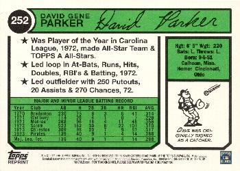 2011 Topps - 60 Years of Topps Original Back #252 Dave Parker Back