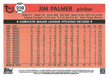 2011 Topps - 60 Years of Topps Original Back #210 Jim Palmer Back