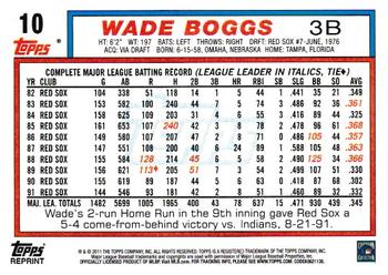 2011 Topps - 60 Years of Topps Original Back #10 Wade Boggs Back