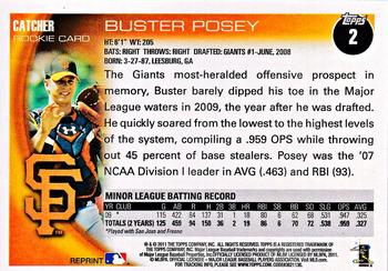 2011 Topps - 60 Years of Topps Original Back #2 Buster Posey Back