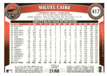 2011 Topps - Black #417 Miguel Cairo Back