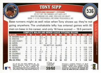 2011 Topps - Black #536 Tony Sipp Back