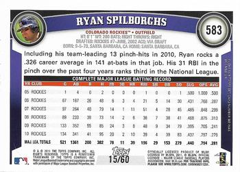 2011 Topps - Black #583 Ryan Spilborghs Back