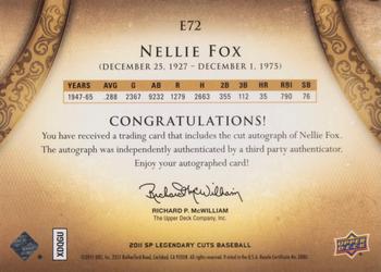 2011 SP Legendary Cuts - Exquisite Cut Signatures #E72 Nellie Fox Back