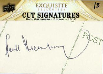2011 SP Legendary Cuts - Exquisite Cut Signatures #E46 Hank Greenberg Front