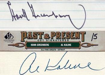 2011 SP Legendary Cuts - Past & Present Cut Signatures #DET-GRK Hank Greenberg / Al Kaline Front