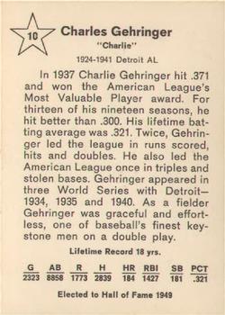 1961 Golden Press Hall of Fame Baseball Stars #10 Charlie Gehringer Back