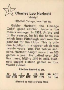 1961 Golden Press Hall of Fame Baseball Stars #11 Gabby Hartnett Back