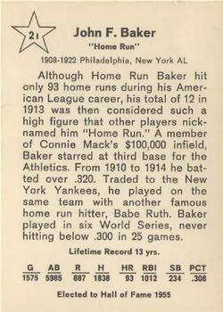 1961 Golden Press Hall of Fame Baseball Stars #21 Frank Baker Back