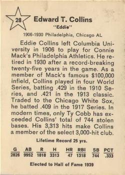 1961 Golden Press Hall of Fame Baseball Stars #28 Eddie Collins Back