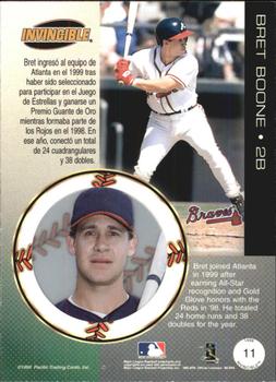 1999 Pacific Invincible - Red #11 Bret Boone  Back