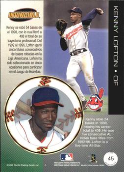 1999 Pacific Invincible - Red #45 Kenny Lofton  Back