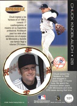 1999 Pacific Invincible - Red #101 Chuck Knoblauch  Back