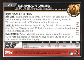 2010 Bowman - Blue #23 Brandon Webb Back