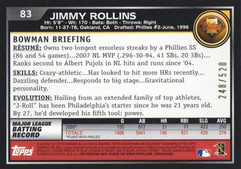 2010 Bowman - Blue #83 Jimmy Rollins Back