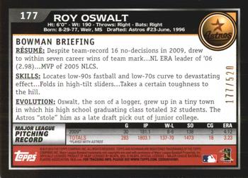 2010 Bowman - Blue #177 Roy Oswalt Back